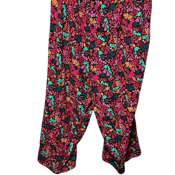 Ava & Viv Linen Bright Floral Print Ruffle Off Shoulder Neckline Belted Jumpsuit - Picture 7 of 14